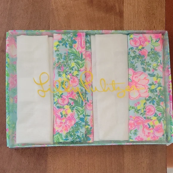 Lilly Pulitzer Pink and Green Floral Napkin Set - Picture 2 of 2